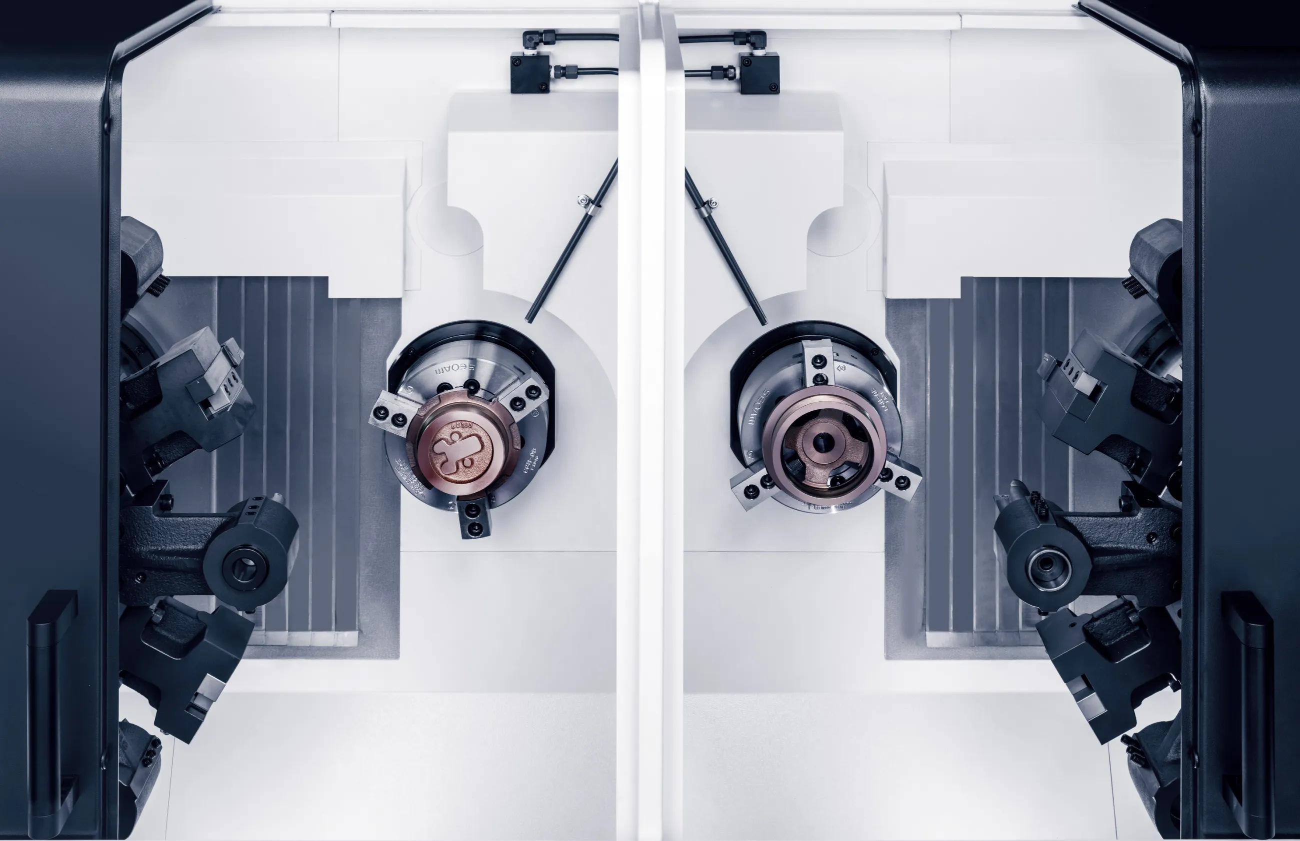 TTC-10 | Twin spindle lathe (front) with box guideways for heavy