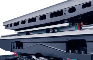 Wide linear roller guide ways of VESTA-1100 without cover. 